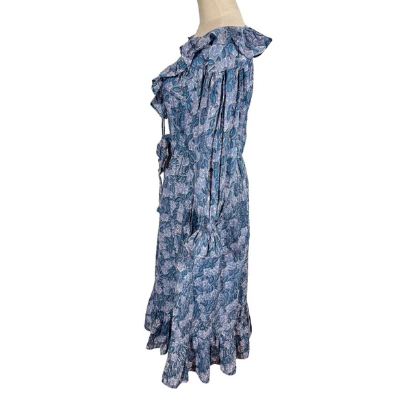 Mille Resort & Travel June Ruffle Midi Dress in Blue Pansy - Picture 4 of 12